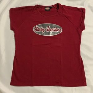 Woman’s Harley Davidson T-shirt-size 2XL, but fits like a large.